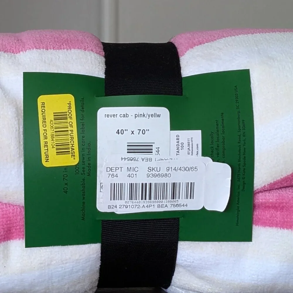 Kate Spade ♠️ New York Oversized Reversed Striped Beach Towel NWT